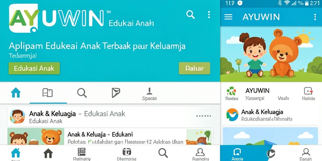 Tampilan antarmuka AYUWIN dengan fitur edukasi anak yang interaktif.