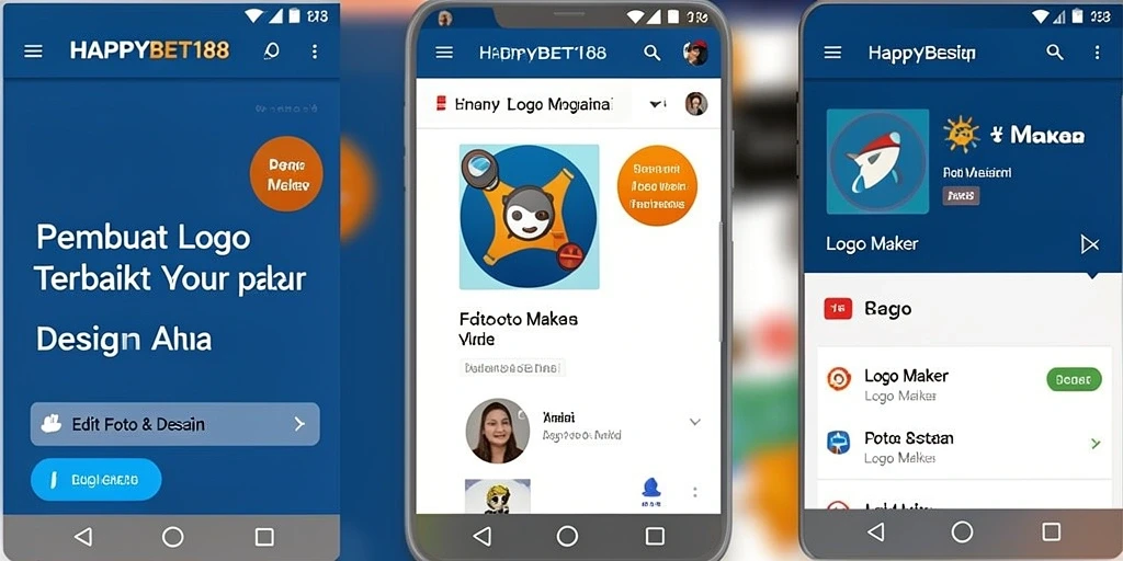 Tampilan antarmuka aplikasi HAPPYBET188 untuk pembuatan logo.