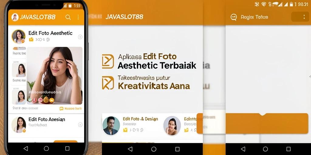 Tampilan antarmuka aplikasi JAVASLOT88 untuk edit foto aesthetic.