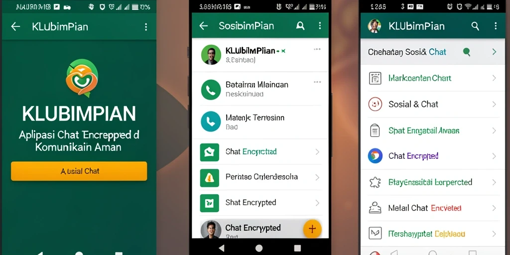 Tampilan antarmuka KLUBIMPIAN dengan fungsi Chat Encrypted terlihat modern dan intuitif.