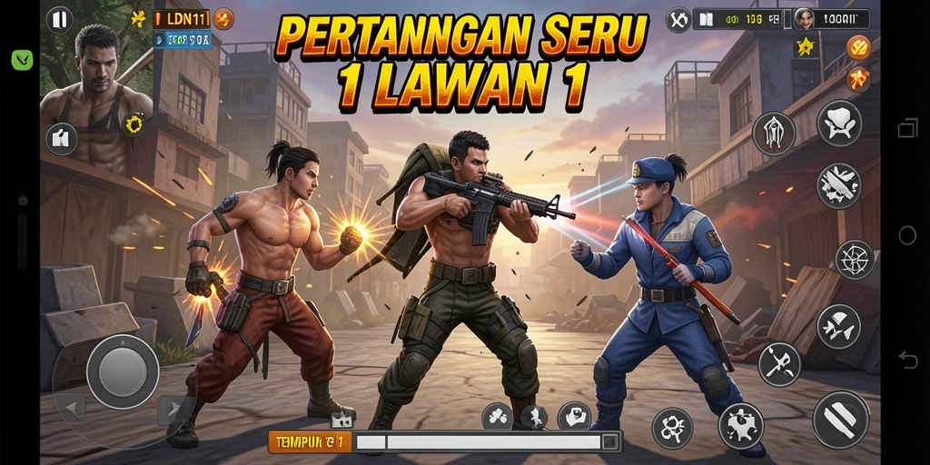 Antarmuka pertarungan 1 Lawan 1 di LDN11 yang menarik.