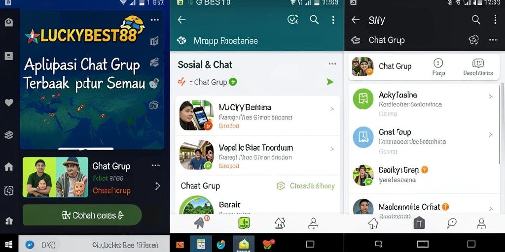 Antarmuka LUCKYBEST88 menampilkan fungsi Chat Grup yang interaktif dan menarik.
