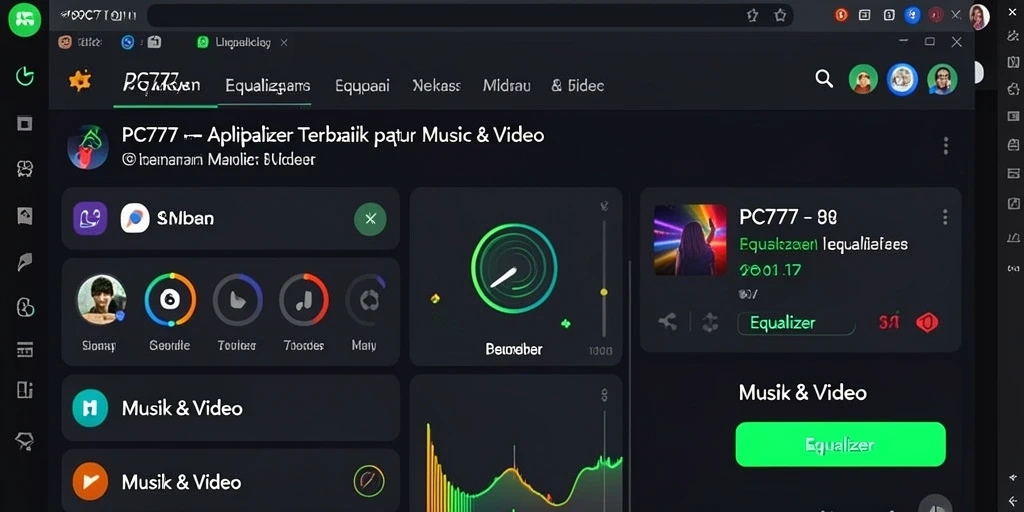 Antarmuka <strong>PC777</strong> yang user-friendly dengan fungsi Equalizer terintegrasi.