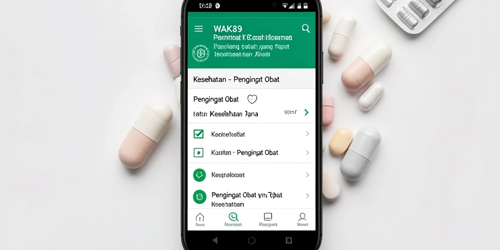 Tampilan antarmuka utama aplikasi WAK89 dengan pengingat obat.